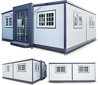 Customizable 20ft/40ft Folding Pack Container House: Complete with Bathroom, Kitchen, Covered Porch, and Double Wing – B0F3W6Y1VL