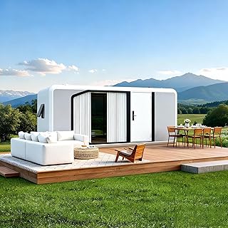 Luxury Modern Prefab Cabin - 19ft Mobile Capsule with Bedroom, Kitchen and Bathroom, Storm Resistant,15 - B0FXMG8T8S